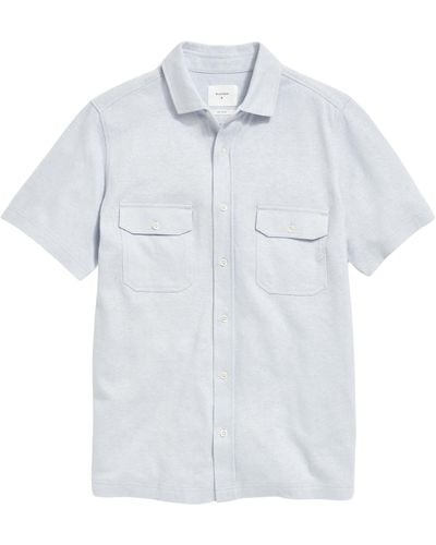 Billy Reid Hemp & Cotton Knit Short Sleeve Button-up Shirt - White