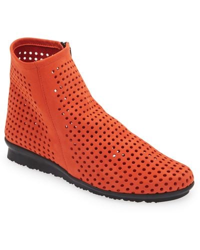 Arche Perforated Wedge Bootie - Red