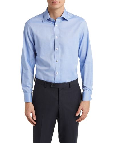 Charles Tyrwhitt Slim Fit Non-iron Solid Royal Oxford Dress Shirt - Blue