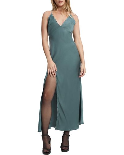 Bardot Cartellina Embellished Trim Satin Maxi Dress - Green