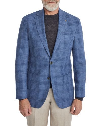 Jack Victor Hampton Plaid Stretch Wool & Linen Blend Sport Coat - Blue
