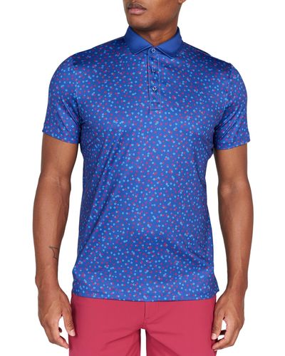 Redvanly Herrick Floral Performance Golf Polo - Blue