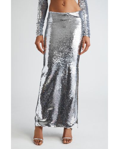 LAQUAN SMITH Sequin Maxi Skirt - Metallic