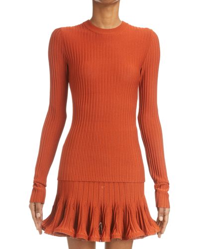 Givenchy Long Sleeve Rib Sweater - Orange