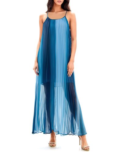 Socialite Pleated Maxi Dress - Blue