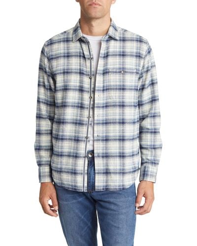Tommy Bahama Twice As Nice Plaid Flannel Button-up Overshirt - Blue
