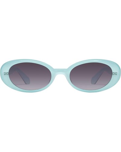 Quay Felt Cute 52mm Gradient Small Oval Sunglasses - Blue