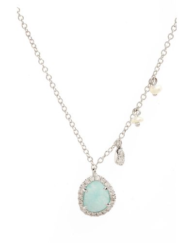 Meira T Mini Stone Diamond Pendant Necklace - Blue