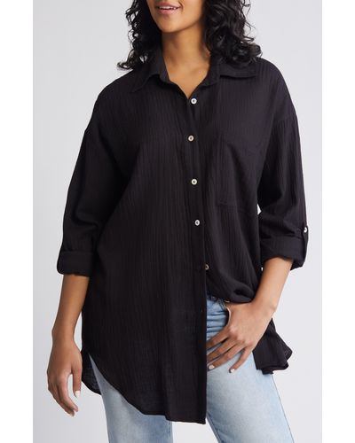Rip Curl Premium Linen Button-up Blouse - Black