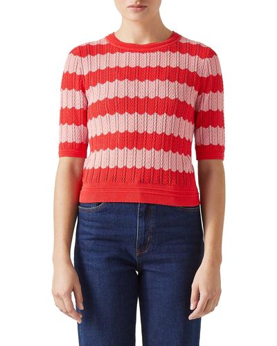 LK Bennett Cinzia Colorblock Cotton Blend Sweater - Red