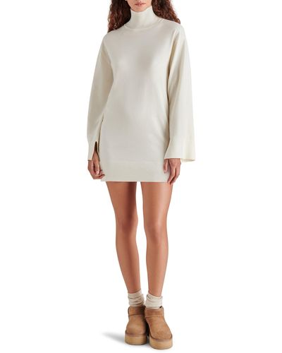Steve Madden Gretta Turtleneck Long Sleeve Sweater Minidress - White