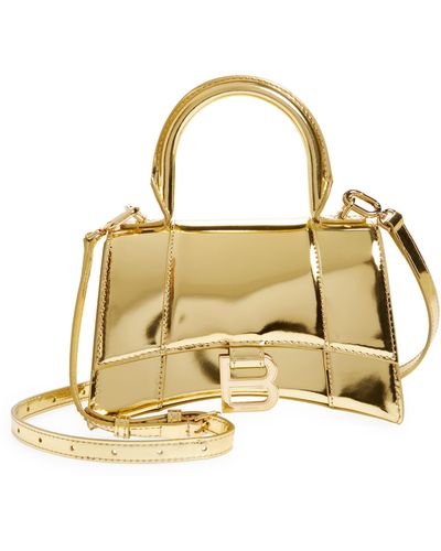 Balenciaga Extra Small Hourglass Top Handle Metallic Leather Bag