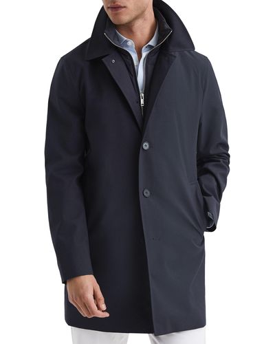 Reiss Perrin Coat With Removable Quilted Bib - Blue