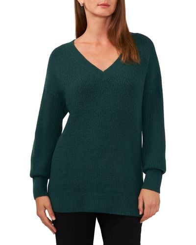 Halogen® Halogen(r) V-neck Tunic Sweater - Green