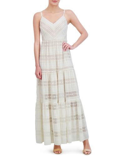 Eliza J Lace Inset Detail Maxi Dress - White