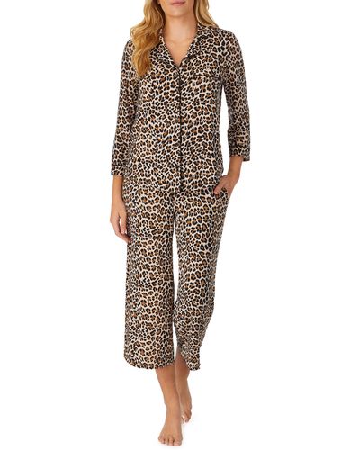 Kate Spade Animal Print Jersey Crop Pajamas - Multicolor