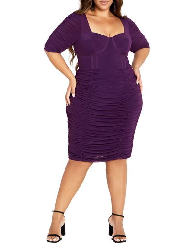 City Chic Bustier Dress - Purple