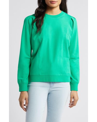 Caslon Caslon(r) Seam Accent Cotton Sweatshirt - Green