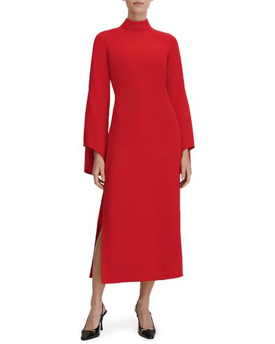 Reiss Katya Long Sleeve Midi Dress - Red