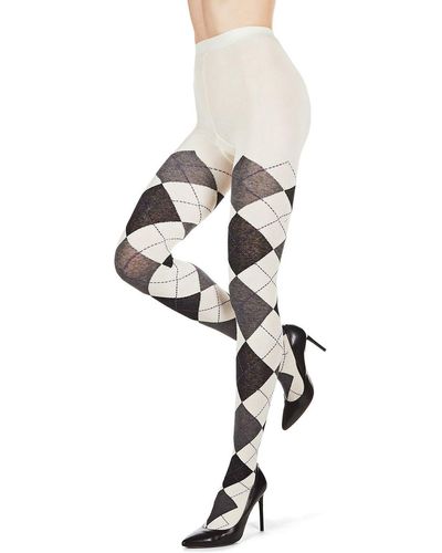 Memoi Argyle Sweater Tights in Black Lyst