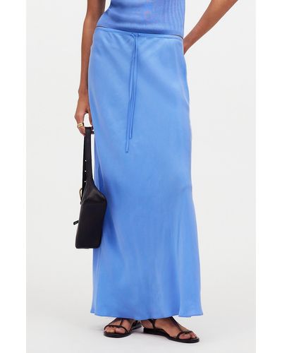 Madewell Drawstring Maxi Slip Skirt - Blue
