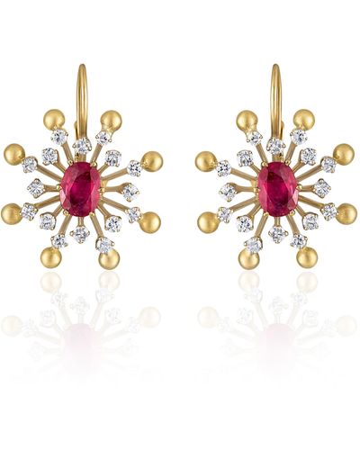 Mindi Mond Diamond & Ruby Spike Drop Earrings - Multicolor