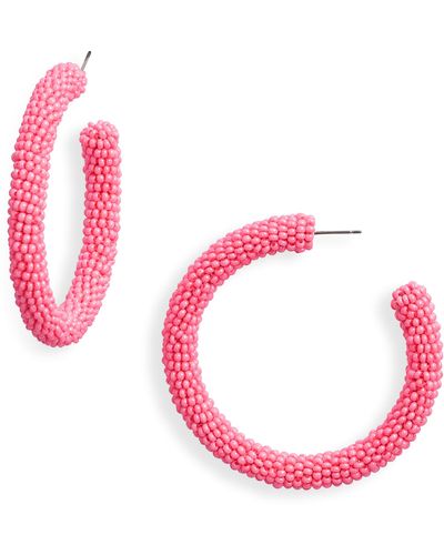 Deepa Gurnani Zaria Bead Hoop Earrings - Pink
