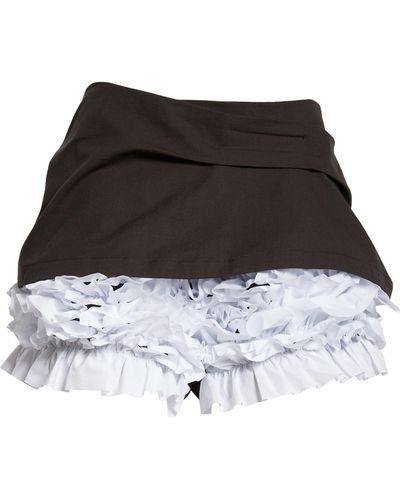 Molly Goddard Sophie Ruffle Pintuck Cotton Shorts - Black