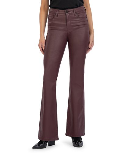 Kut From The Kloth Ana Fab Ab Coated High Waist Flare Jeans - Red