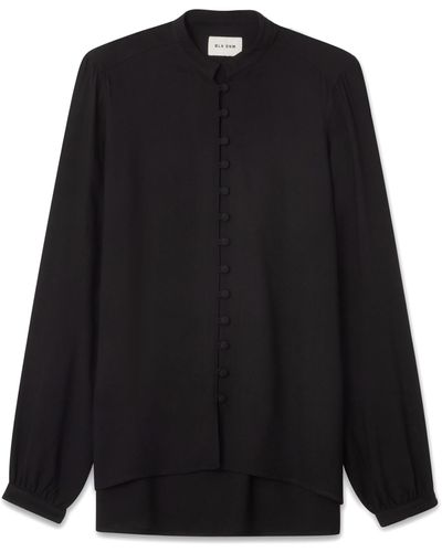 BLK DNM Mandarin Collar Button-up Shirt - Black