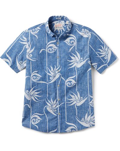 Reyn Spooner X Alfred Shaheen Personal Paradise Tailored Fit Floral Short Sleeve Button-down Shirt - Blue