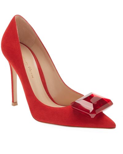 Gianvito Rossi Jaipur Crystal Pointed Toe Pump - Red