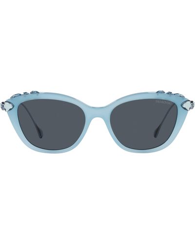 Swarovski 53mm Cat Eye Sunglasses - Blue