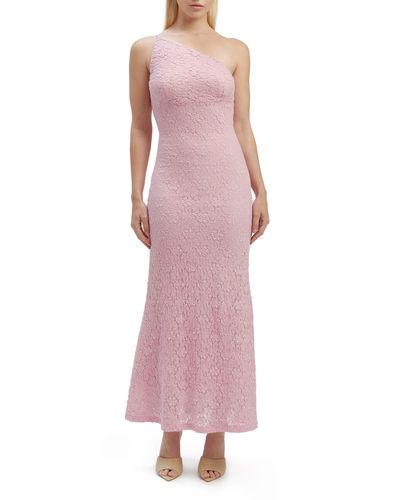 Bardot Albie One-shoulder Stretch Cotton Blend Lace Dress - Pink