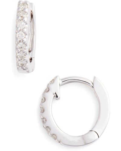 Dana Rebecca Mini Diamond huggie Hoop Earrings - White