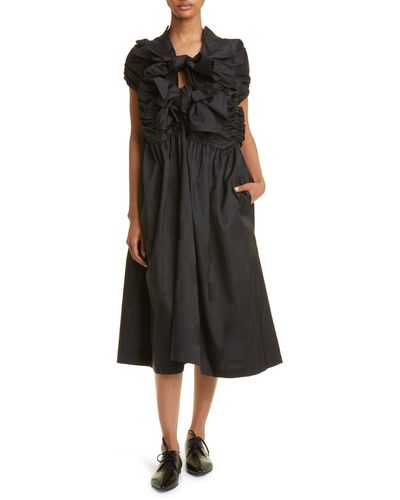 Tao Comme Des Garçons Bow Detail Checkerboard Jacquard Dress - Black