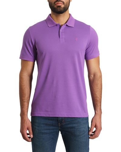 Jared Lang Lightning Embroidered Piqué Polo - Purple