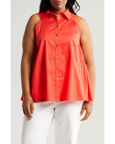 Harshman Ziva Sleeveless Button-up Shirt - Red
