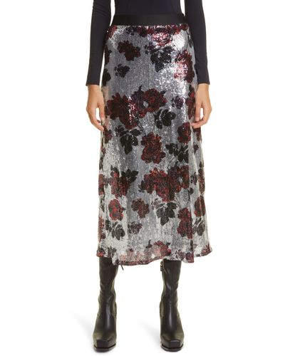 Smythe Floral Sequin Skirt - Black