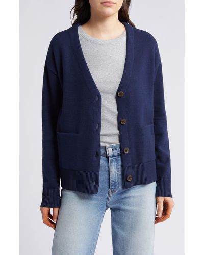 Treasure & Bond Cotton Blend Cardigan - Blue