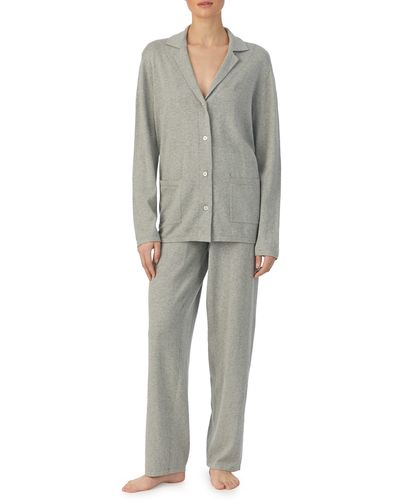 Lauren by Ralph Lauren Long Sleeve Cotton & Cashmere Knit Pajamas - Gray