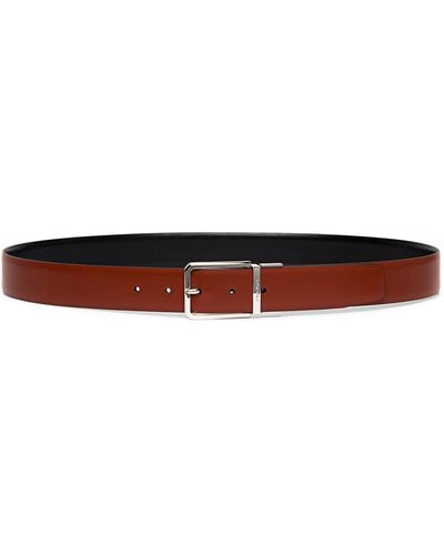 Santoni Reversible Leather Belt - White