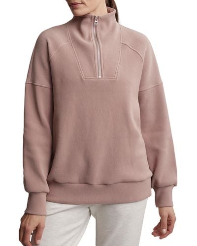 Varley Rhea Rib Half Zip Sweatshirt - Pink