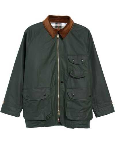 Drake's Water Repellent Waxed Cotton Coverall Jacket - Green