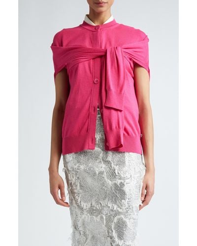 Erdem Silk & Cotton Convertible Cardigan - Pink