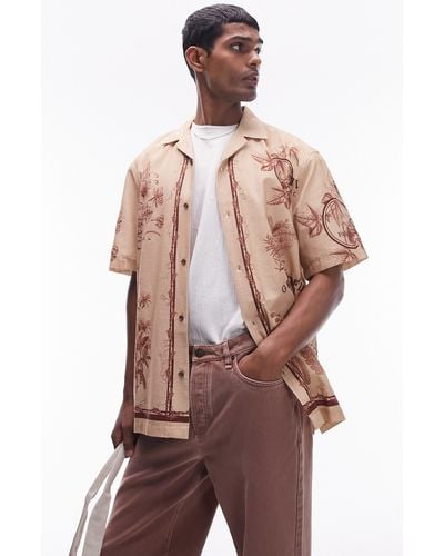 TOPMAN Relaxed Fit Border Camp Shirt - Multicolor