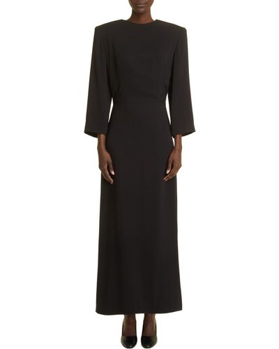 The Row Jery Square Shoulder Silk Dress - Black