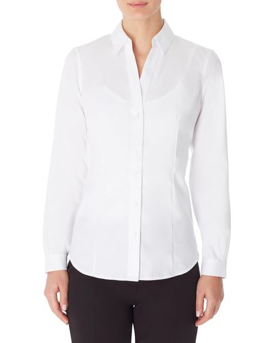 Jones New York Solid Button-up Cotton Shirt - White