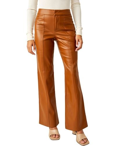 Free People Uptown High Waist Faux Leather Flare Pants - Orange