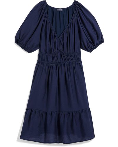 Vineyard Vines Puff Sleeve Tiered Dress - Blue